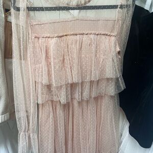 Forever 21 Blush Mesh Ruffle Top